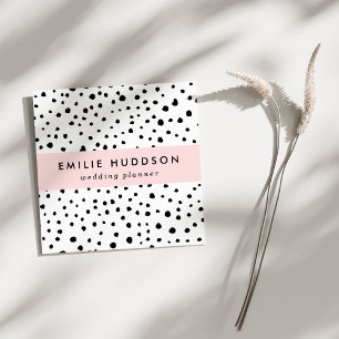 Dalmatian Spots, Dalmatian Dots, Black and White Square Business Card