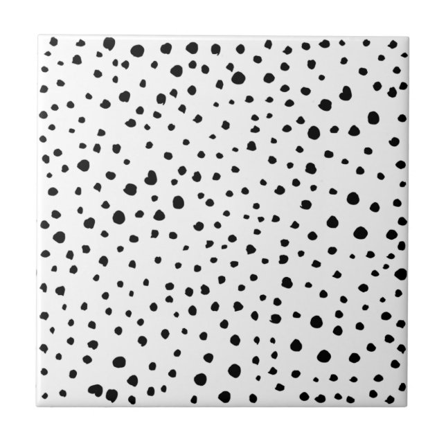 Dalmatian Spots, Dalmatian Dots, Black and White Tile (Front)