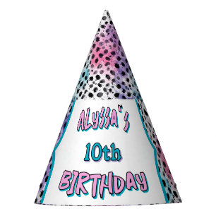 Dalmatian Spots Pastel Watercolor Birthday  Party Hat
