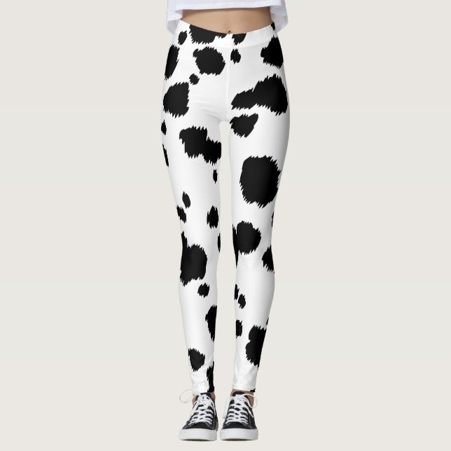 Dalmatian Spots Pattern Dog Dalmation Spot Dots Leggings (Front)