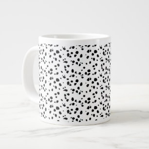 Dalmatian Spots Print Pattern Black And White Large Coffee Mug
