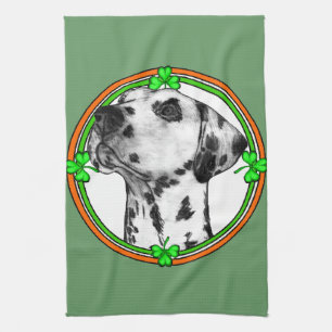 Dalmatian St Patricks Day Kitchen Towel