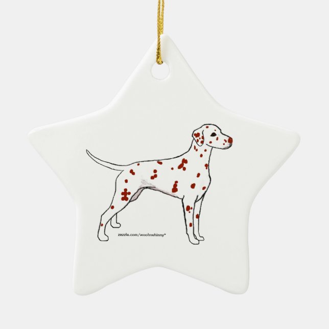 Dalmatian Star -- Liver-Spotted Ceramic Ornament (Front)