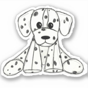 Dalmatian stuffed dog drawing outline simple black