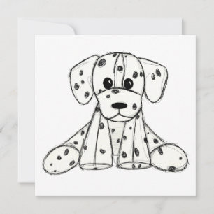 Dalmatian stuffed dog drawing outline simple black