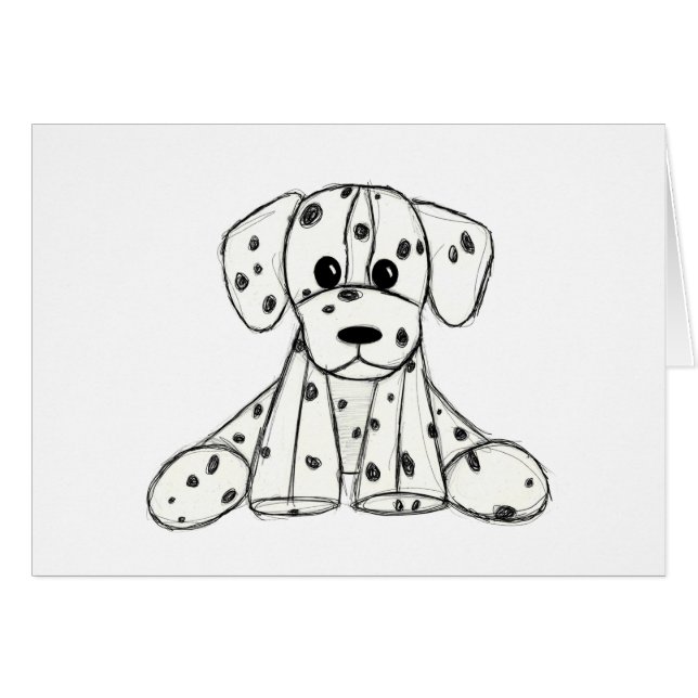 Dalmatian stuffed dog drawing outline simple black (Front Horizontal)