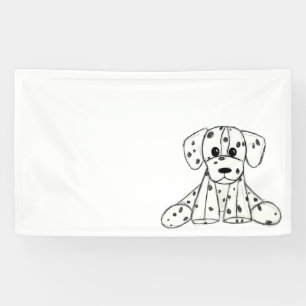 Dalmatian stuffed dog drawing outline simple black banner
