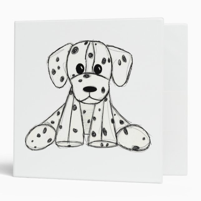 Dalmatian stuffed dog drawing outline simple black binder (Front/Inside)