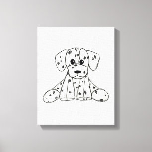 Dalmatian stuffed dog drawing outline simple black canvas print