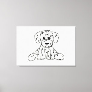 Dalmatian stuffed dog drawing outline simple black canvas print