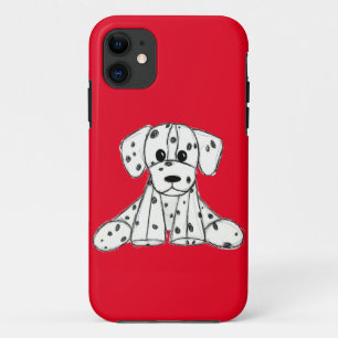 Dalmatian stuffed dog drawing outline simple black iPhone 11 case