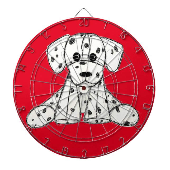 Dalmatian stuffed dog drawing outline simple black dartboard (Front)