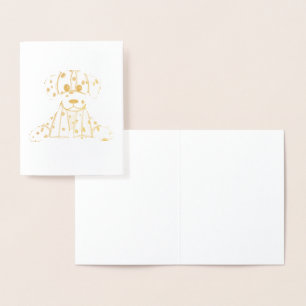 Dalmatian stuffed dog drawing outline simple black foil card