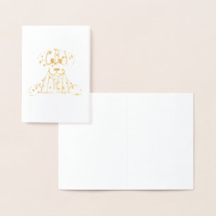 Dalmatian stuffed dog drawing outline simple black foil card