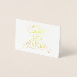 Dalmatian stuffed dog drawing outline simple black foil card