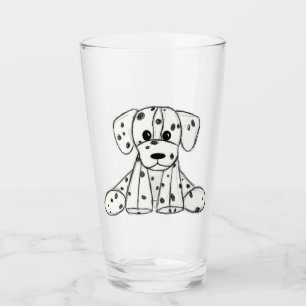 Dalmatian stuffed dog drawing outline simple black glass