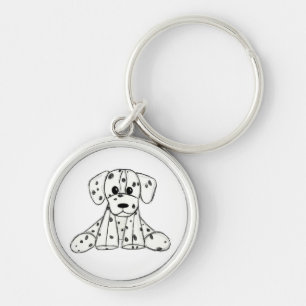 Dalmatian stuffed dog drawing outline simple black keychain