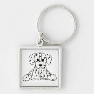 Dalmatian stuffed dog drawing outline simple black keychain