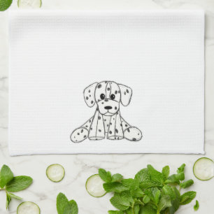 Dalmatian stuffed dog drawing outline simple black kitchen towel
