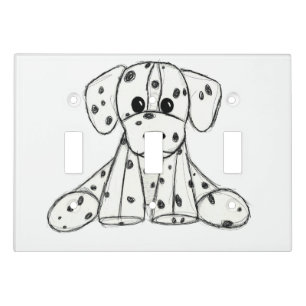 Dalmatian stuffed dog drawing outline simple black light switch cover