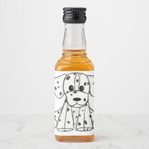 Dalmatian stuffed dog drawing outline simple black liquor bottle label