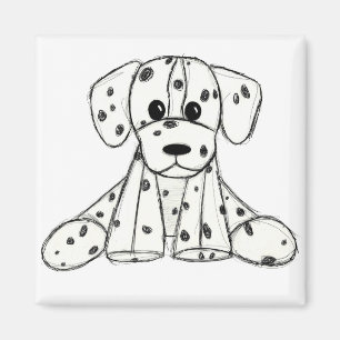 Dalmatian stuffed dog drawing outline simple black magnet