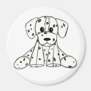 Dalmatian stuffed dog drawing outline simple black magnet