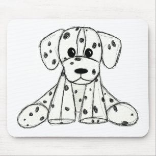 Dalmatian stuffed dog drawing outline simple black mouse pad