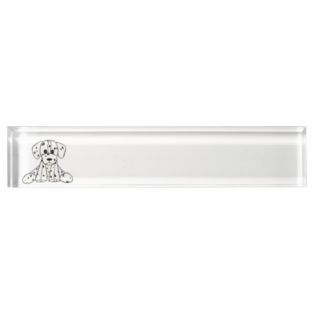 Dalmatian stuffed dog drawing outline simple black nameplate (Front)