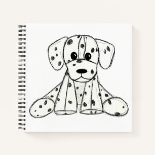Dalmatian stuffed dog drawing outline simple black notebook