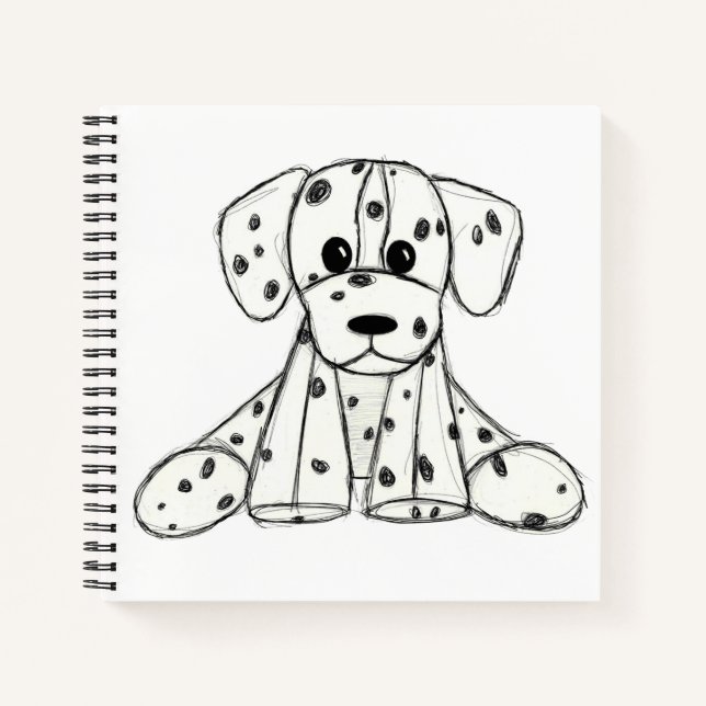 Dalmatian stuffed dog drawing outline simple black notebook (Front)