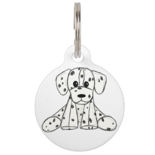 Dalmatian stuffed dog drawing outline simple black pet tag