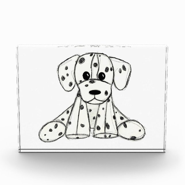 Dalmatian stuffed dog drawing outline simple black photo block (Front)