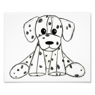 Dalmatian stuffed dog drawing outline simple black photo print