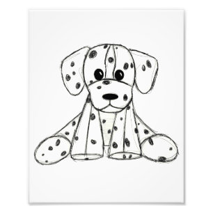 Dalmatian stuffed dog drawing outline simple black photo print