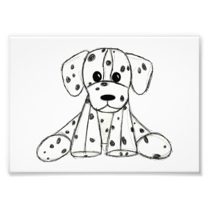 Dalmatian stuffed dog drawing outline simple black photo print