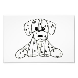 Dalmatian stuffed dog drawing outline simple black photo print