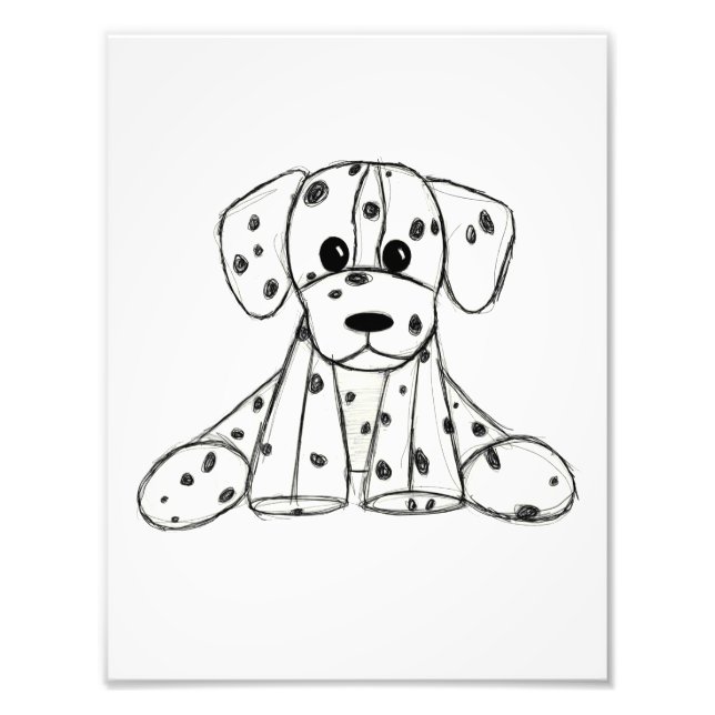 Dalmatian stuffed dog drawing outline simple black photo print (Front)