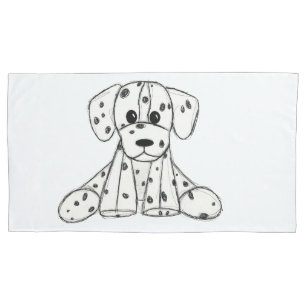 Dalmatian stuffed dog drawing outline simple black pillowcase