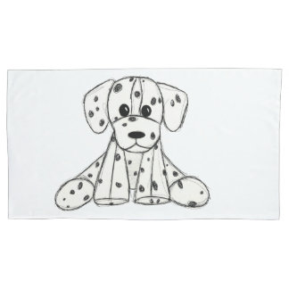Dalmatian stuffed dog drawing outline simple black pillowcase