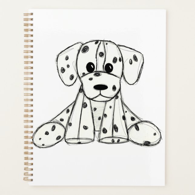 Dalmatian stuffed dog drawing outline simple black planner (Front)