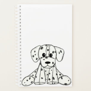 Dalmatian stuffed dog drawing outline simple black planner