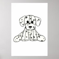 Dalmatian stuffed dog drawing outline simple black