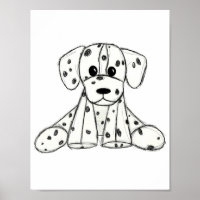 Dalmatian stuffed dog drawing outline simple black