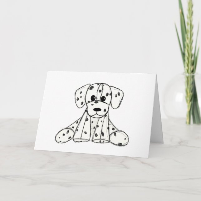 Dalmatian stuffed dog drawing outline simple black program (Front)