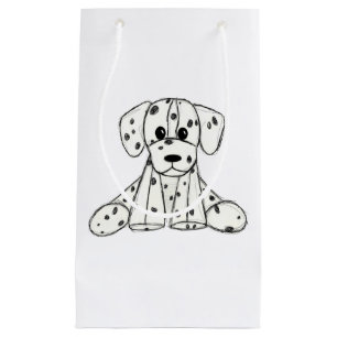 Dalmatian stuffed dog drawing outline simple black small gift bag