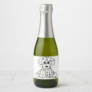 Dalmatian stuffed dog drawing outline simple black sparkling wine label