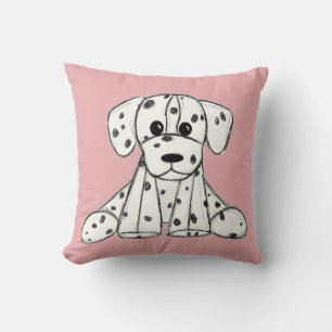 Dalmatian stuffed dog drawing outline simple black throw pillow