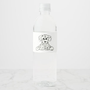 Dalmatian stuffed dog drawing outline simple black water bottle label