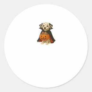 Dalmatian Trick-or-Treat Halloween Dog with Pumpki Classic Round Sticker